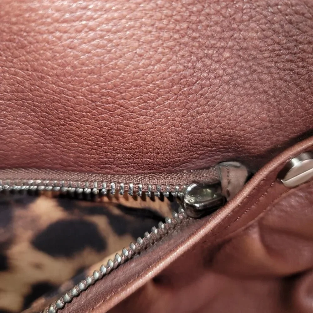 B Makowsky Leather Hobo Tote Large Brown‎ Shoulder Bag Purse Weekender